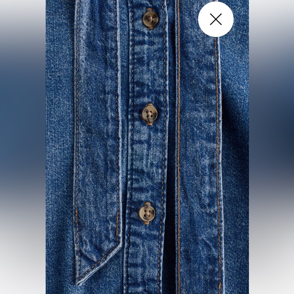 Blue Denim Blouse with Tie. - Picture 6 of 7